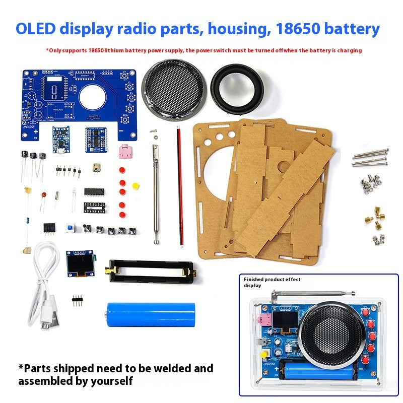 OLED Display Radio Rechargeable FM Radio Soldering DIY Assembly Kit