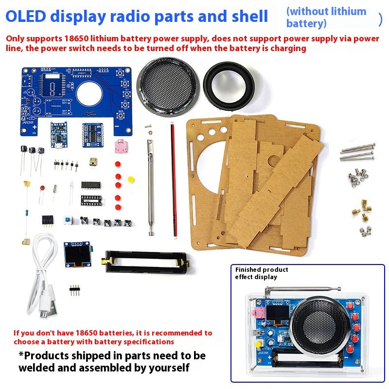 OLED Display Radio Rechargeable FM Radio Soldering DIY Assembly Kit