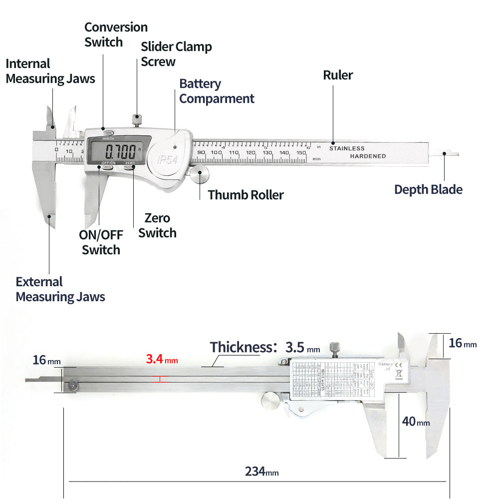 Digital Caliper 0-150 Stainless Steel Industrial High-precision