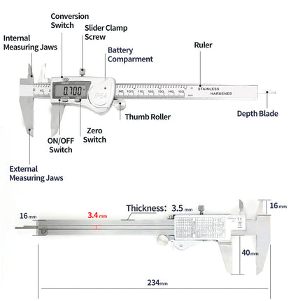 Digital Caliper 0-150 Stainless Steel Industrial High-precision