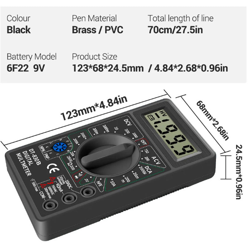 DT830B Digital Handheld Mini Multimeter