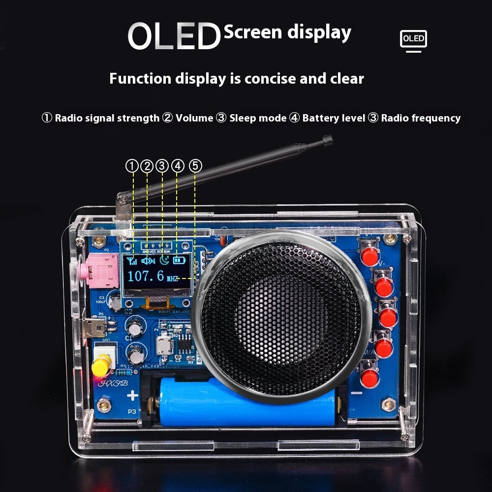 OLED Display Radio Rechargeable FM Radio Soldering DIY Assembly Kit
