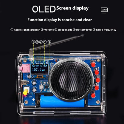 OLED Display Radio Rechargeable FM Radio Soldering DIY Assembly Kit
